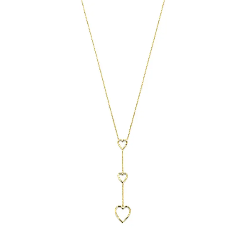 Y-collier hartjes 41 + 4 cm 3 micron zilver verguld