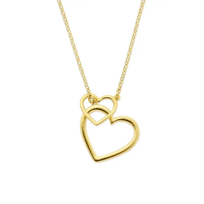 Y-collier hartjes 45 cm 3 micron zilver verguld (geel)