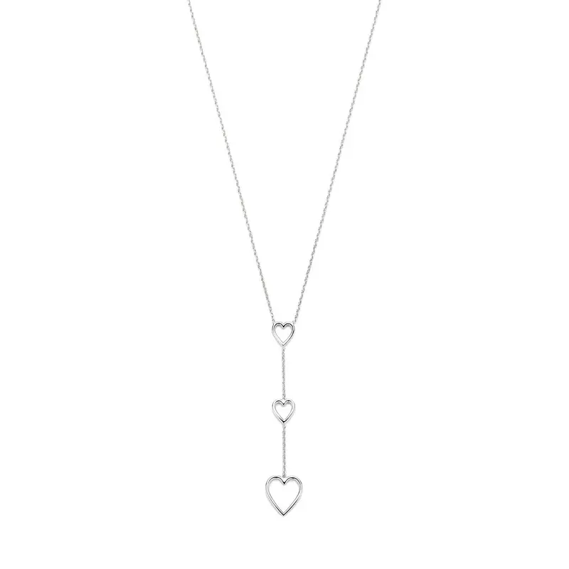 Y-collier hartjes zilver gerhodineerd 41 + 4 cm