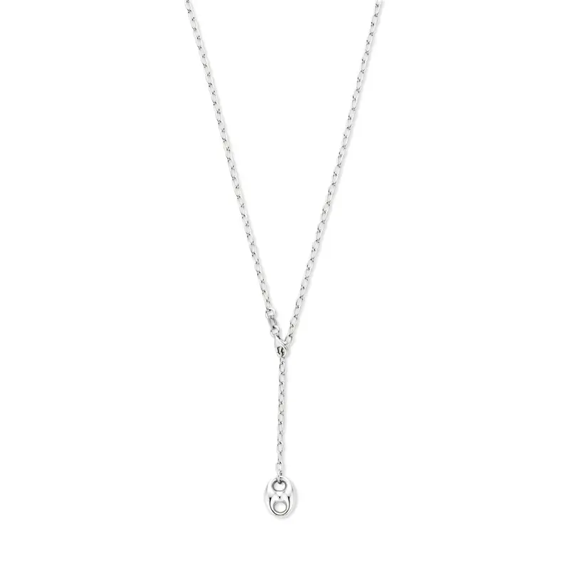 Y-collier koffieboon 50 cm zilver gerhodineerd