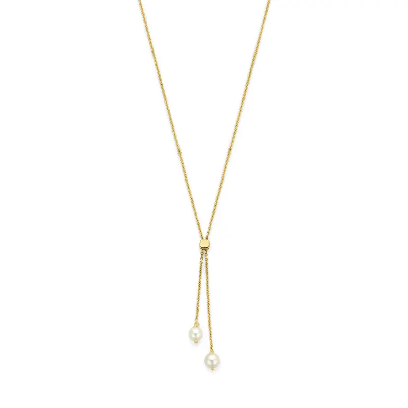 Y-collier parels 14K geelgoud 41 + 2 + 2 cm
