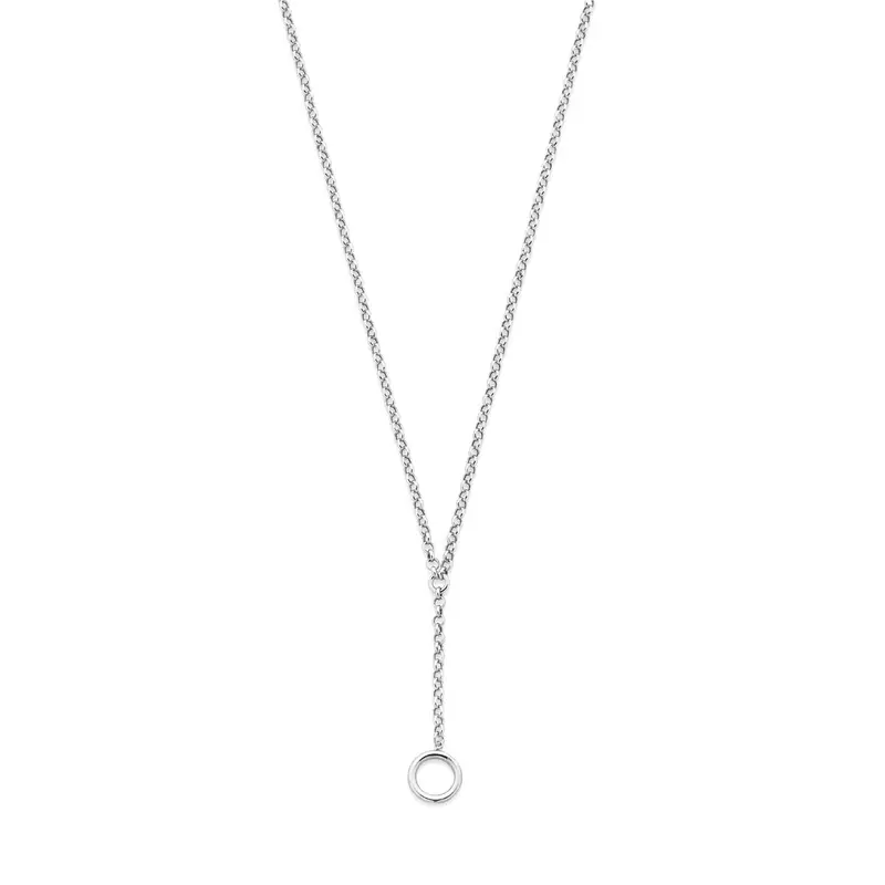 Y-collier rondje 42 + 3 cm zilver gerhodineerd
