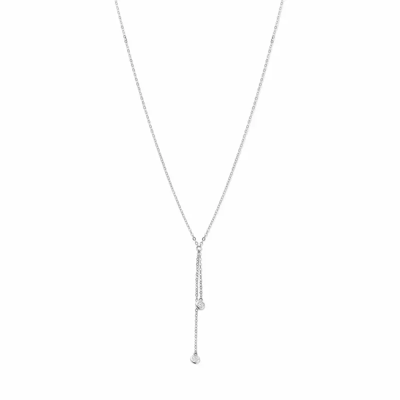 Y-collier zirkonia 41 + 4 cm zilver gerhodineerd 4 mm – 1341151