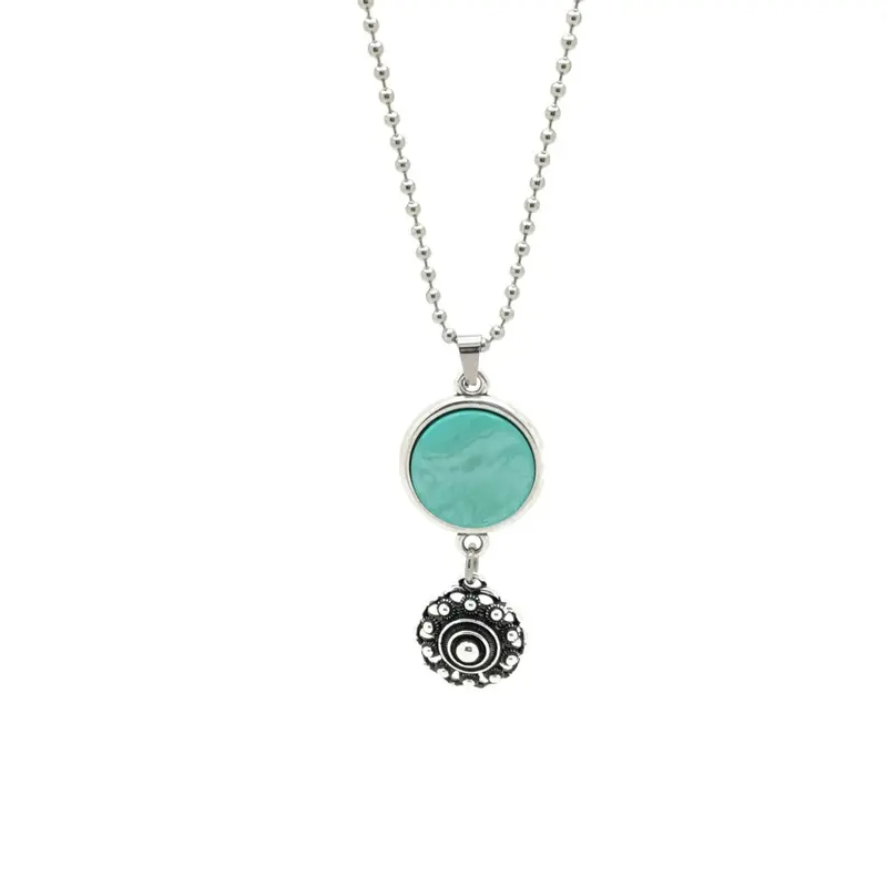 Zeeuwse knop ketting - Gekleurde hanger mint