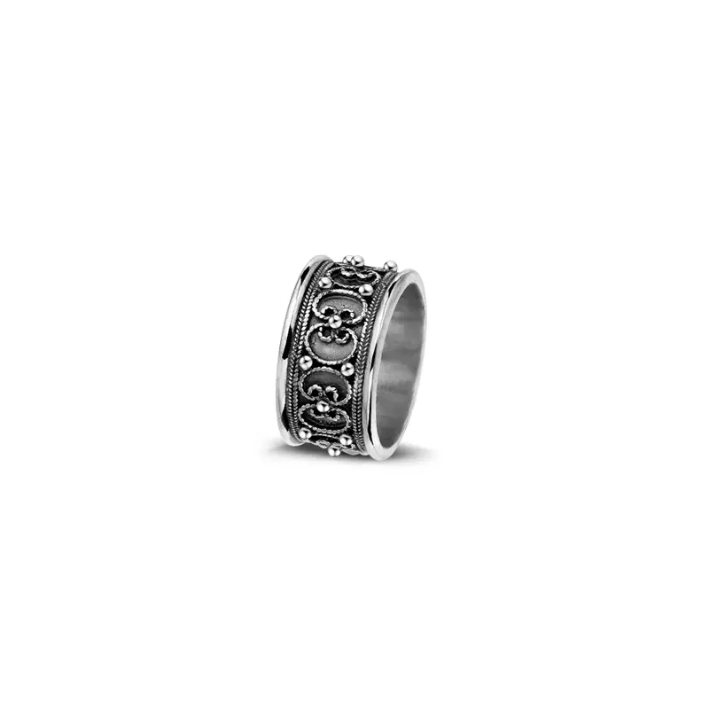 Zeeuwse knop ring - Zilveren Zeeuwse knop bandring medium
