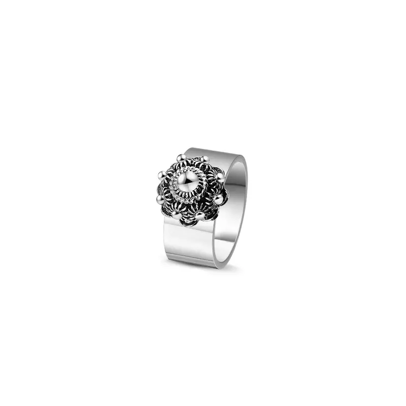 Zeeuwse knop ring - Zilveren Zeeuwse knop breed