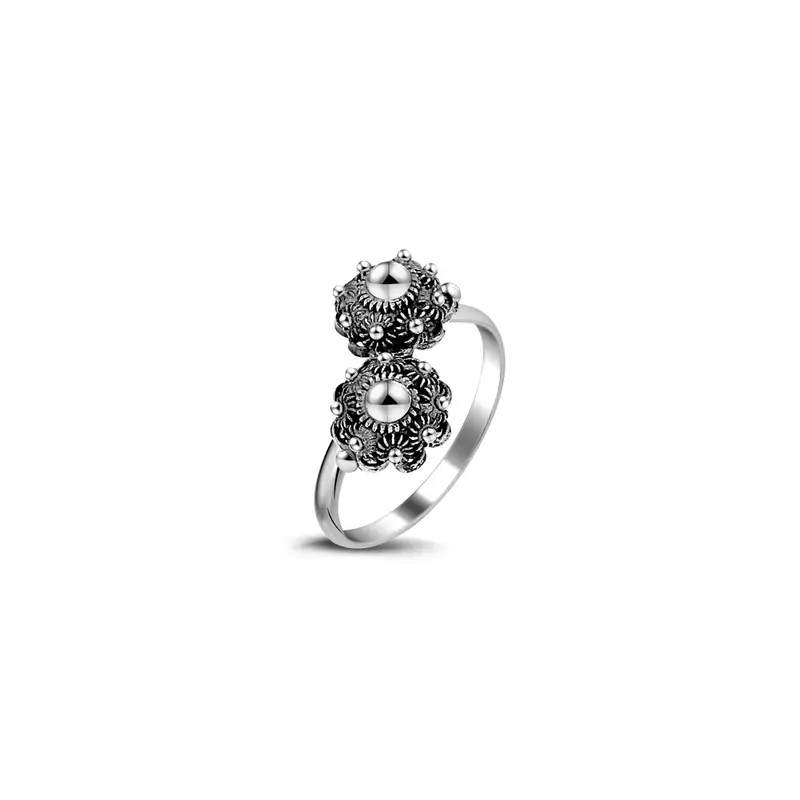 Zeeuwse knop ring - Zilveren Zeeuwse knop dubbel