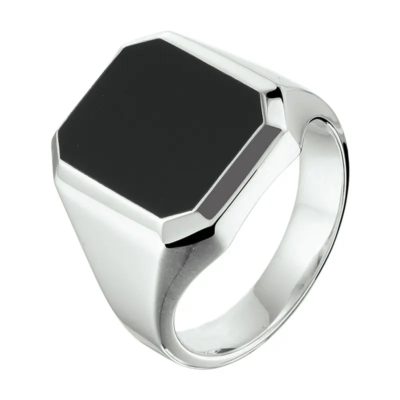 zegelring massief onyx 13 x 11mm zilver gerhodineerd