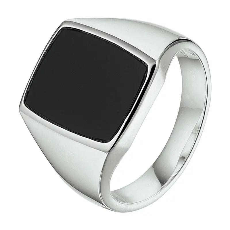 zegelring massief onyx zilver gerhodineerd