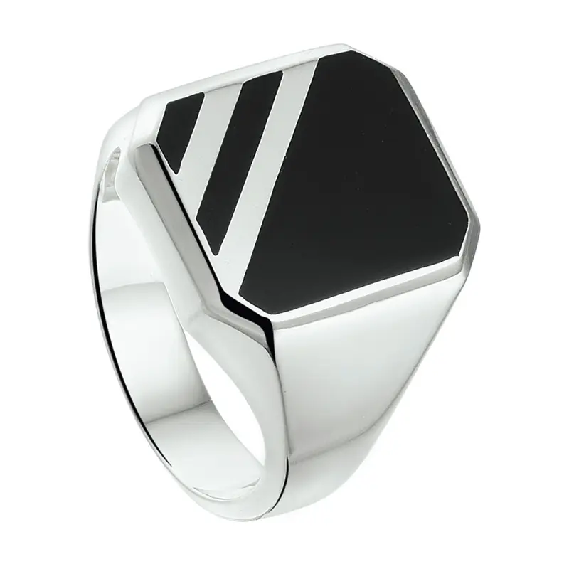 zegelring massief onyx zilver wit