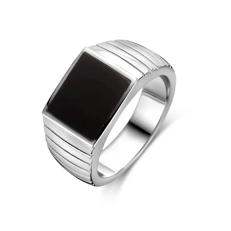 Zegelring zwarte onyx zilver 10,5 mm – 1341624