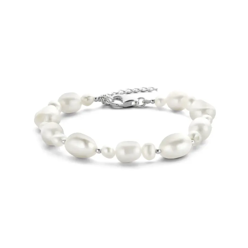 Zilveren armband dames parels gerhodineerd