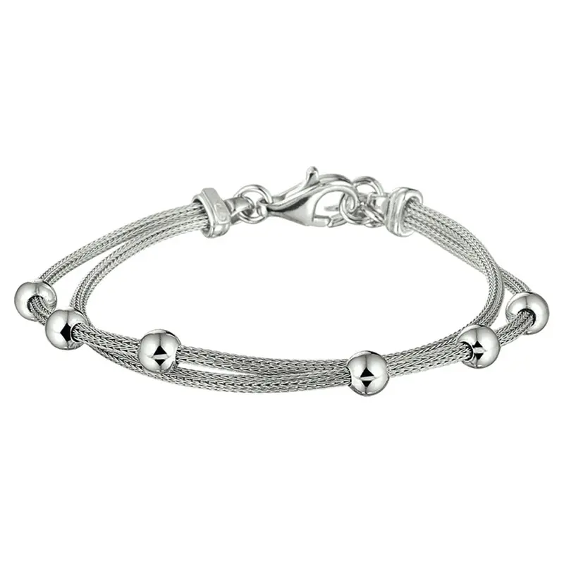 Zilveren armband met bolletjes – gerhodineerd 925 zilver (set)