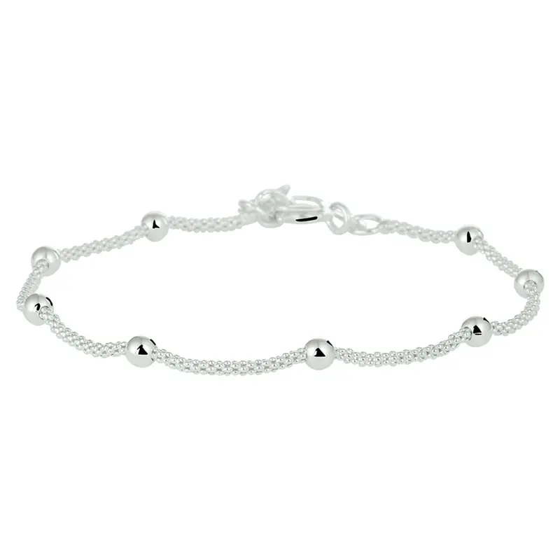 Zilveren armband met bolletjes schakel