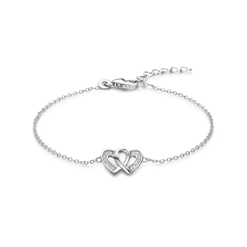 Zilveren armband met hart en zirkonia – gerhodineerd 925 zilver