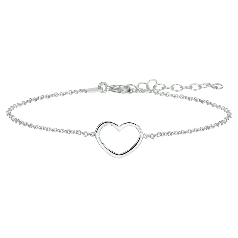 Zilveren armband met hartje – gerhodineerd 925 zilver