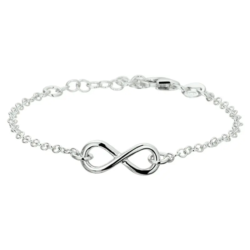 Zilveren armband met infinityteken – gerhodineerd 925 zilver (set)