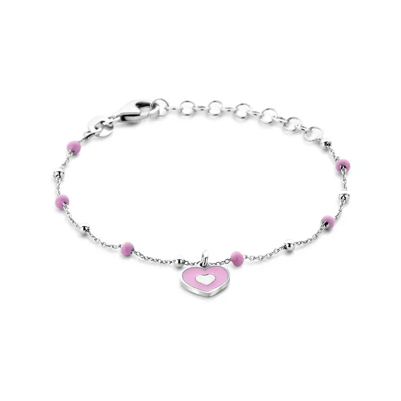 Zilveren baby armband met hartje 13 + 3 cm