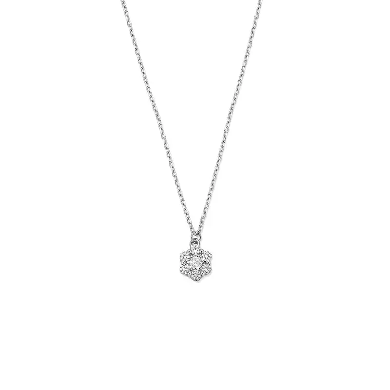 Zilveren bloemen collier met zirkonia