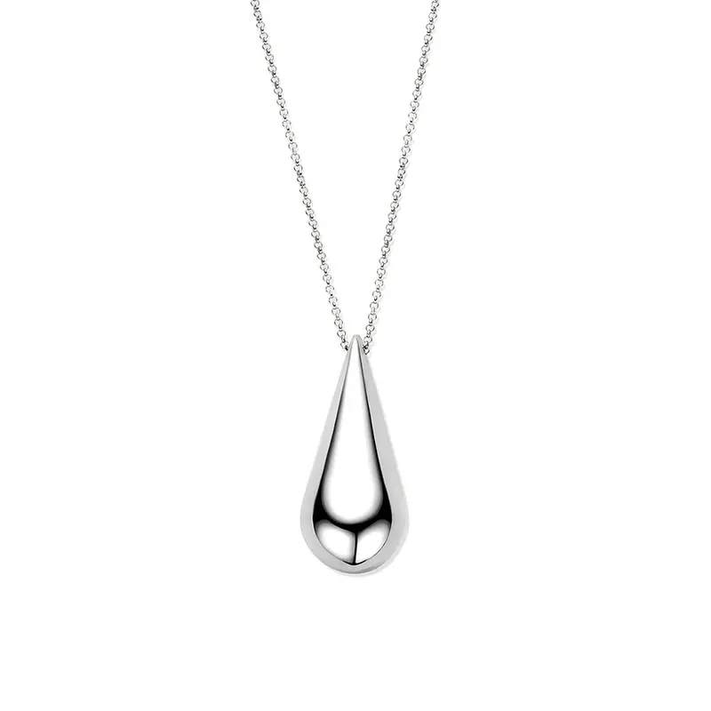 Zilveren collier gerhodineerd 925 met druppelvormige hanger – 42 + 5 cm