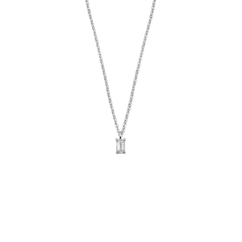 Zilveren collier met emerald-cut zirkonia