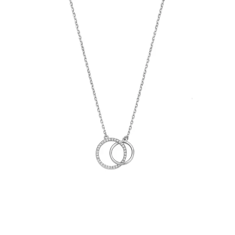 Zilveren collier met zirkonia – gerhodineerd 925 dames ketting 41 - 43 - 45 cm