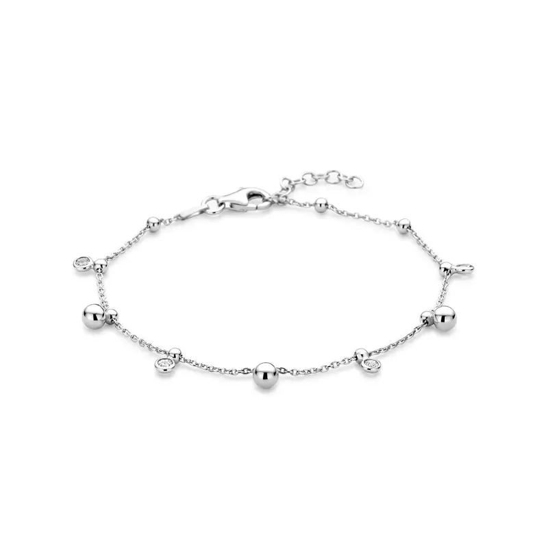 Zilveren dames armband met zirkonia – Gerhodineerd 925 zilver 17 + 2 cm