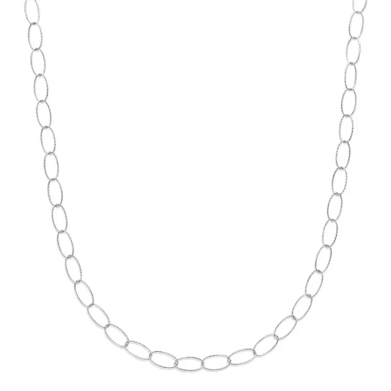 Zilveren dames ketting gerhodineerd anker schakel 6,4 mm 45 cm