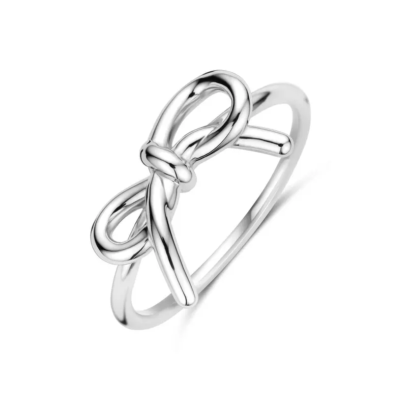 Zilveren dames ring in strikvorm – gerhodineerd 925 zilver