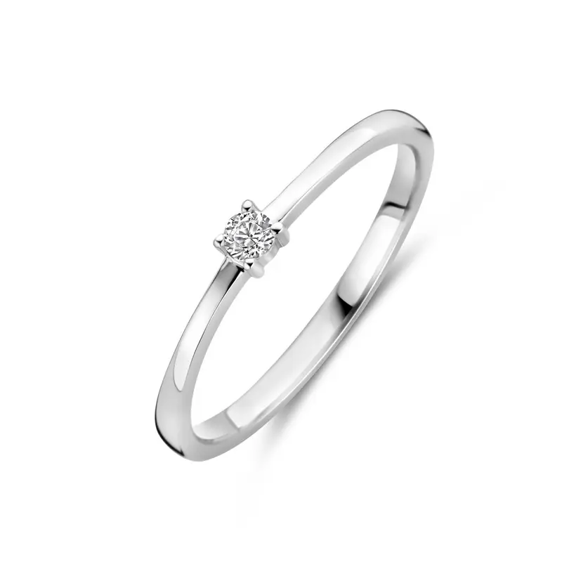 Zilveren damesring met briljant geslepen zirkonia – gerhodineerd 925 zilver, 2,5 mm breed