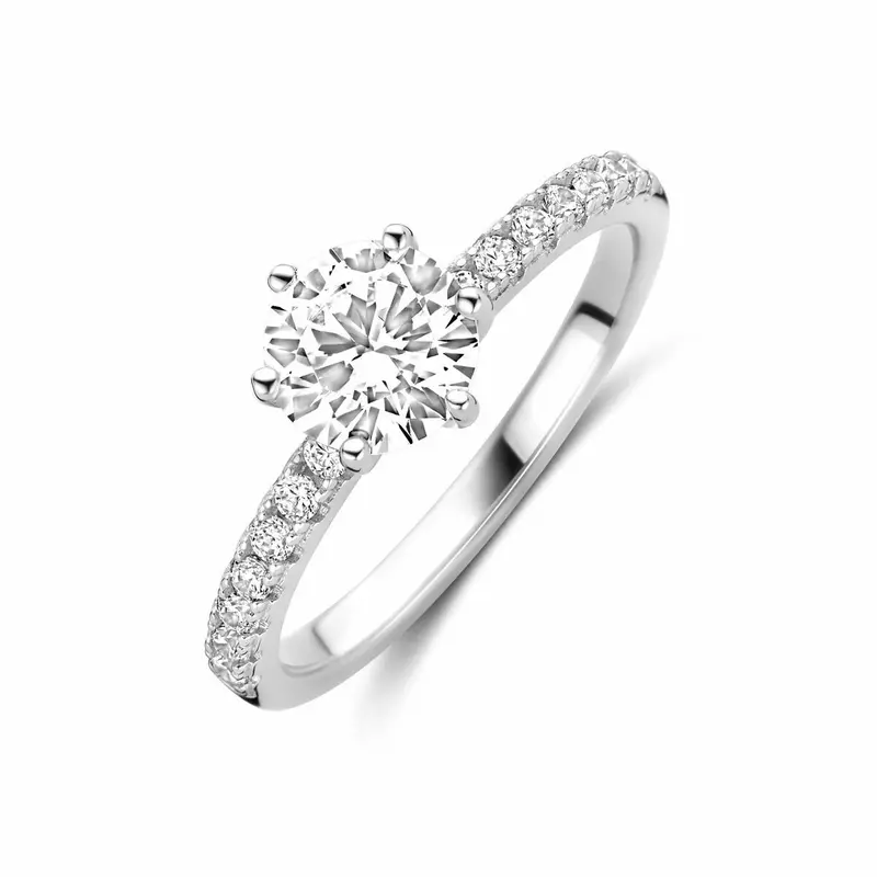 Zilveren damesring met zirkonia – gerhodineerd 925 zilver