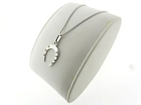 Zilveren dunne gourmet pendant ketting met geluk hoefijzer hangertje
