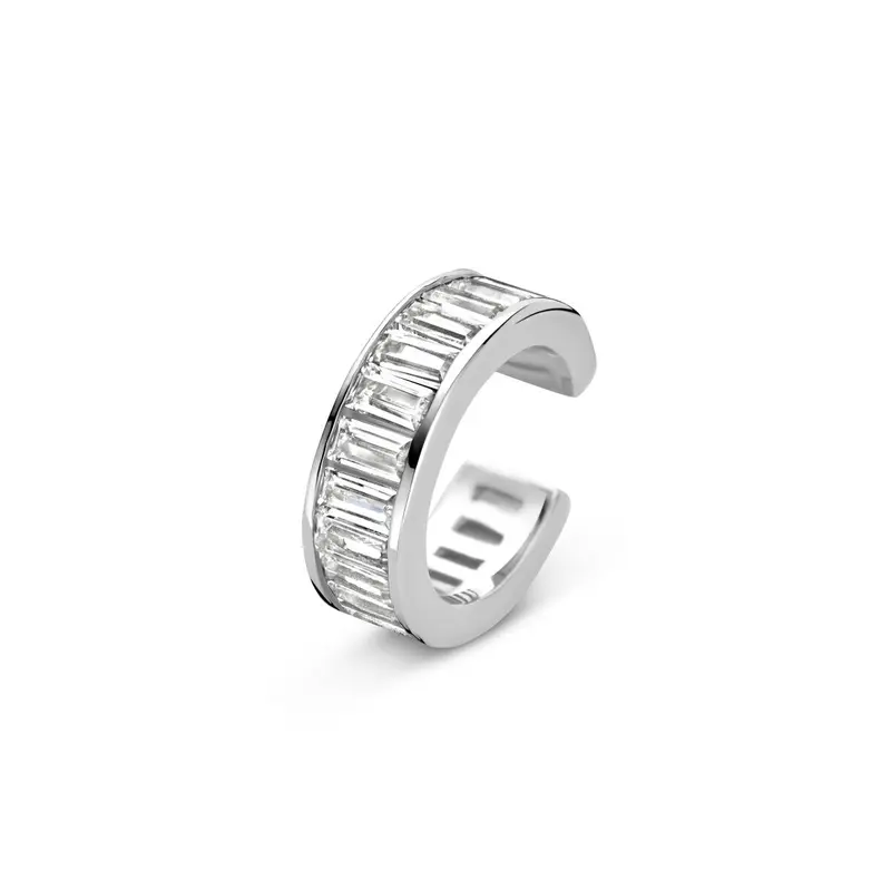 Zilveren ear cuff met zirkonia – gerhodineerd 925 zilver
