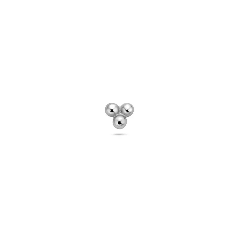 Zilveren flat back piercing met bolletjes – gerhodineerd 925