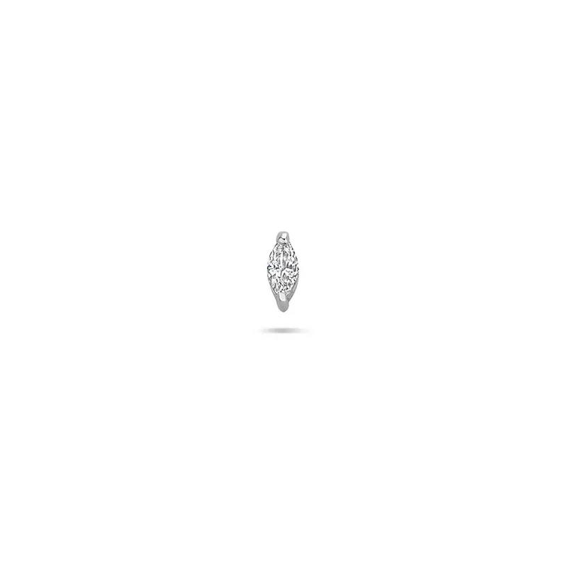 Zilveren flat back piercing met markies zirkonia – gerhodineerd 925