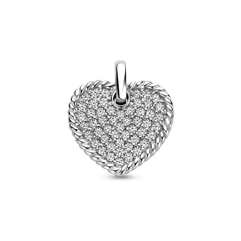 Zilveren hanger hartje met zirkonia – gerhodineerde dameshanger vol liefde en schittering