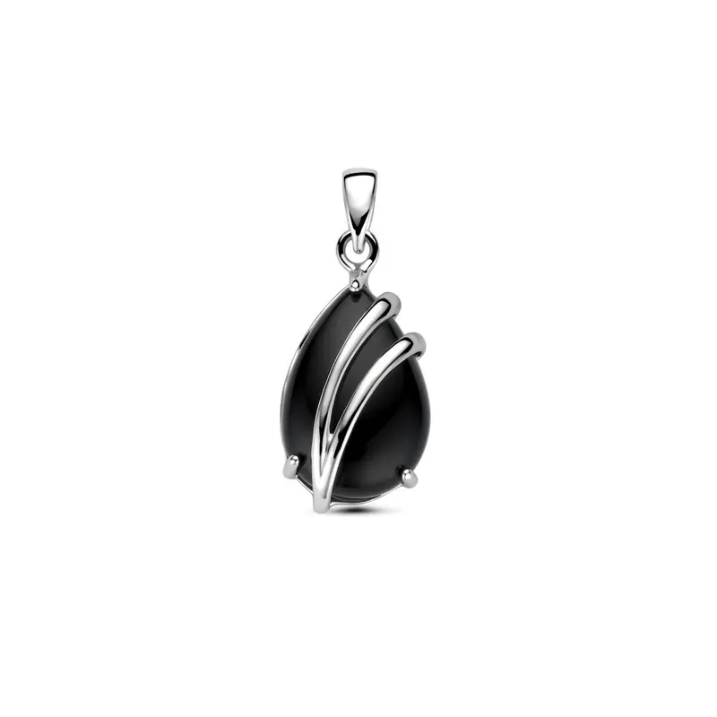 Zilveren hanger met onyx – gerhodineerd 925 zilver