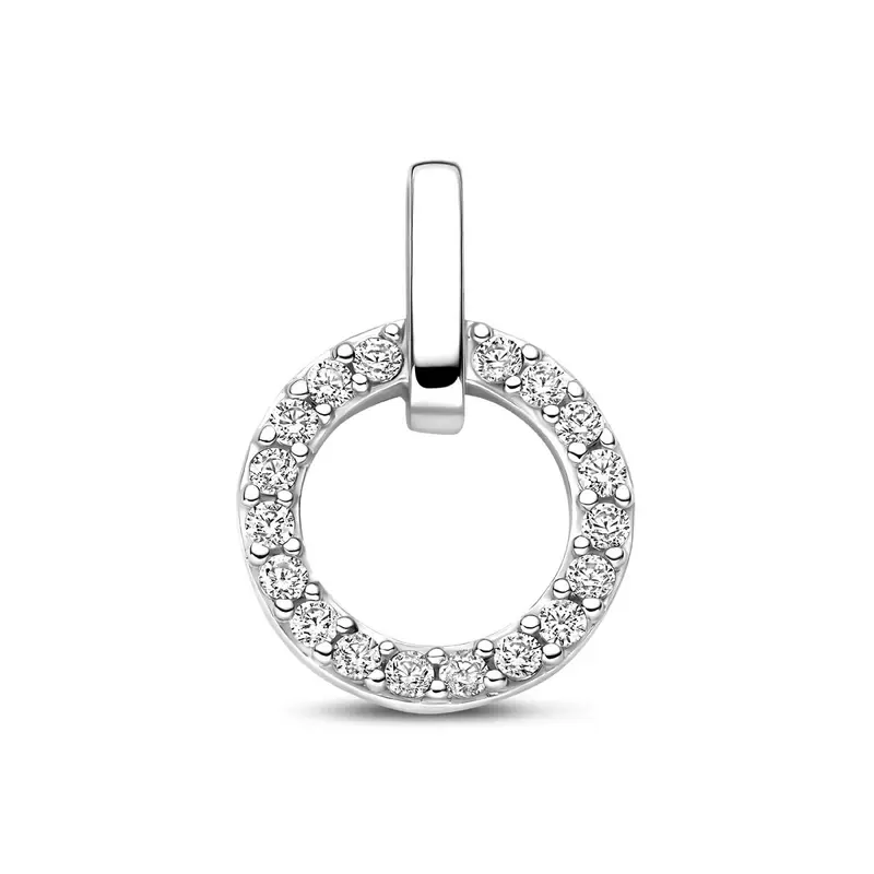 Zilveren hanger met zirkonia – entourage zetting in briljantvorm 17mm