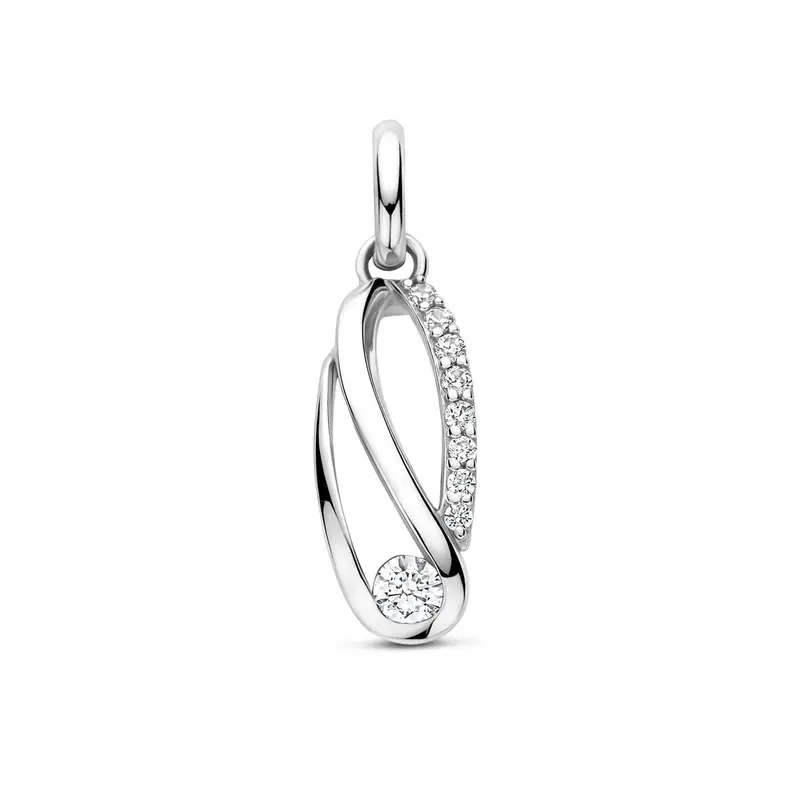 Zilveren hanger met zirkonia – gerhodineerd 925