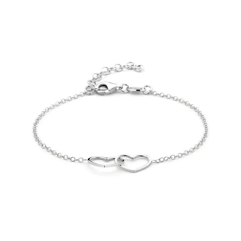 Zilveren hartjes armband met dubbele harten – gerhodineerd