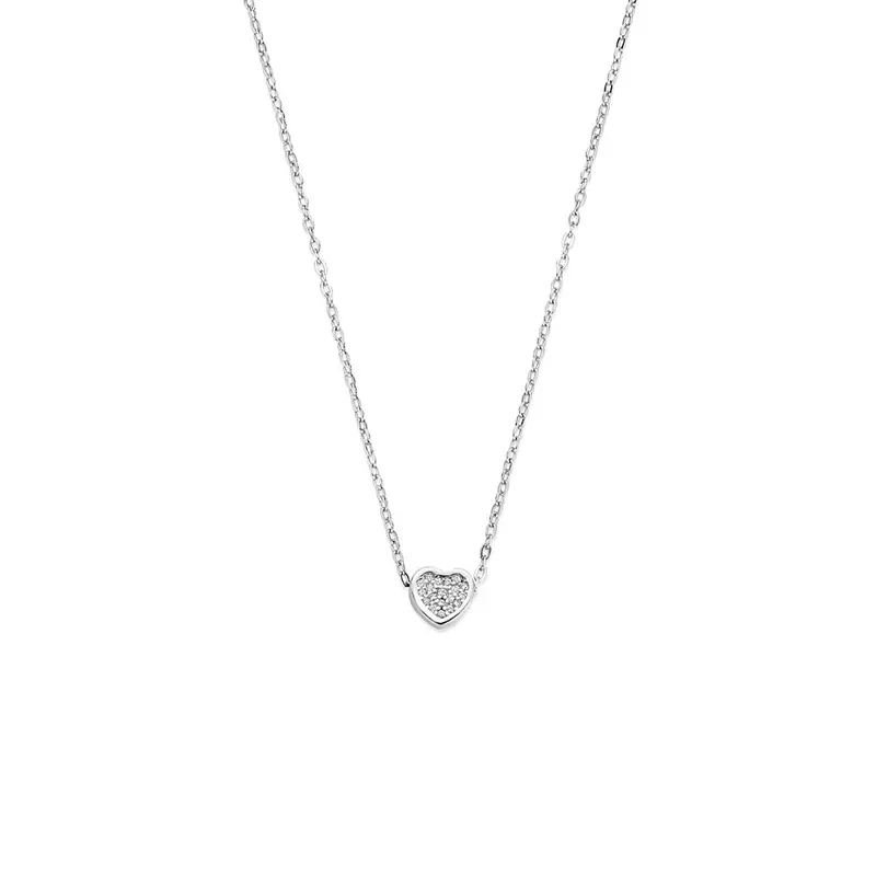 Zilveren hartjes ketting met zirkonia