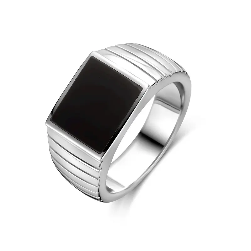 Zilveren heren zegelring met onyx – 10,5 mm breed