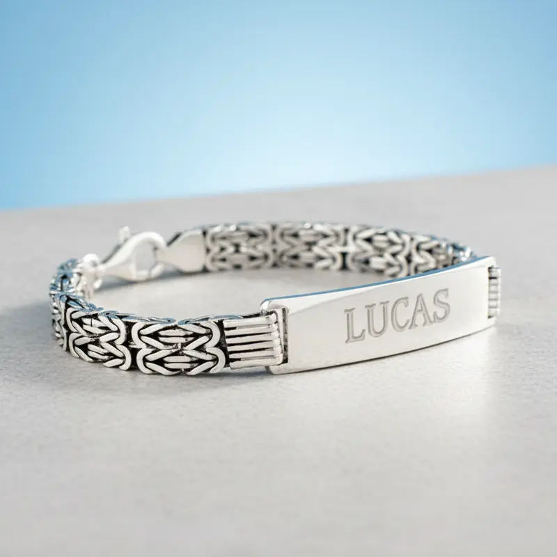 Zilveren herenarmband koningsschakel met naam