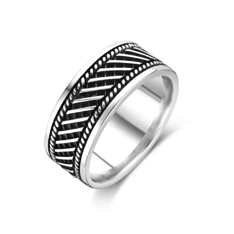 Zilveren herenring geoxideerd – 10mm breed