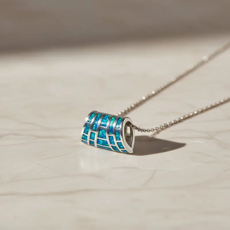 Zilveren Ketting met Blauwe Opaal BLDS068