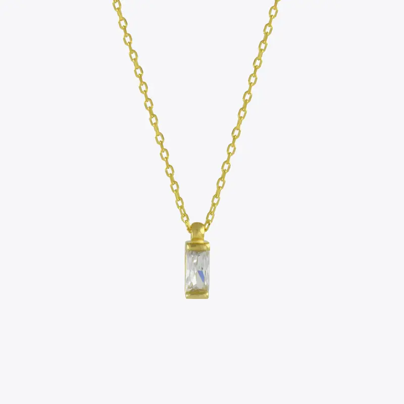 Zilveren ketting met hanger baguette