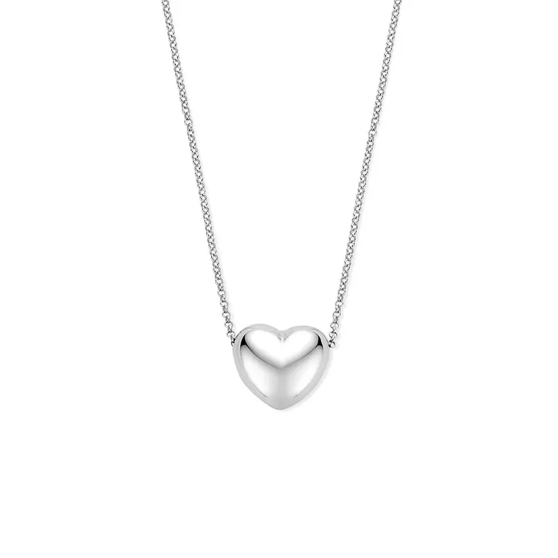 Zilveren ketting met hartje – gerhodineerd 925 zilver 41 + 4 cm