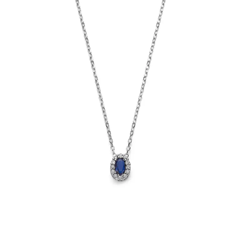 Zilveren ketting met saffier en zirkonia – gerhodineerd 925 zilver