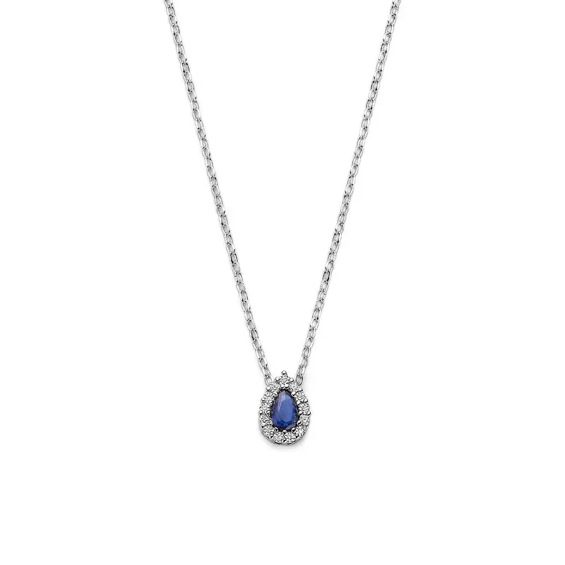 Zilveren ketting met saffier en zirkonia – gerhodineerd 925 zilver