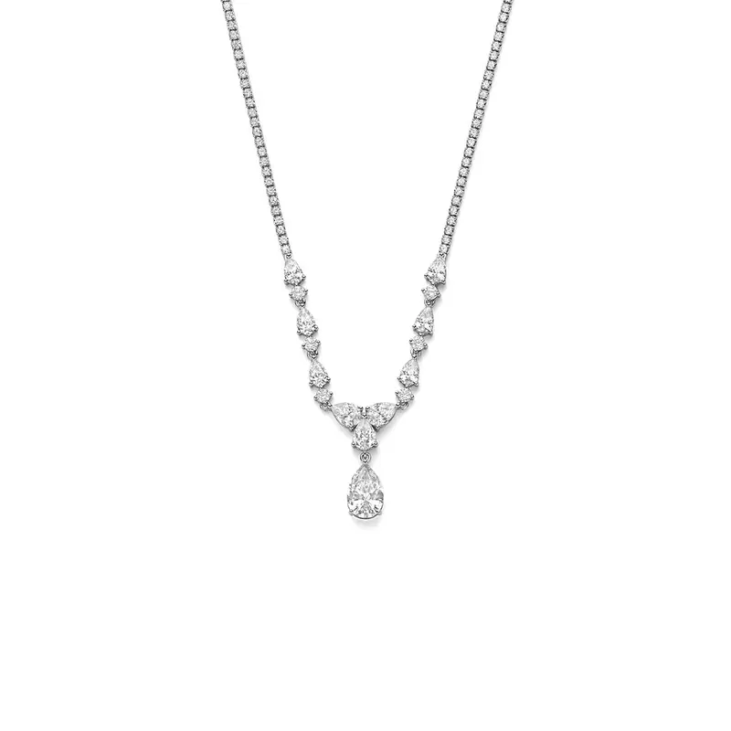 Zilveren ketting met zirkonia – gerhodineerd 925 zilver